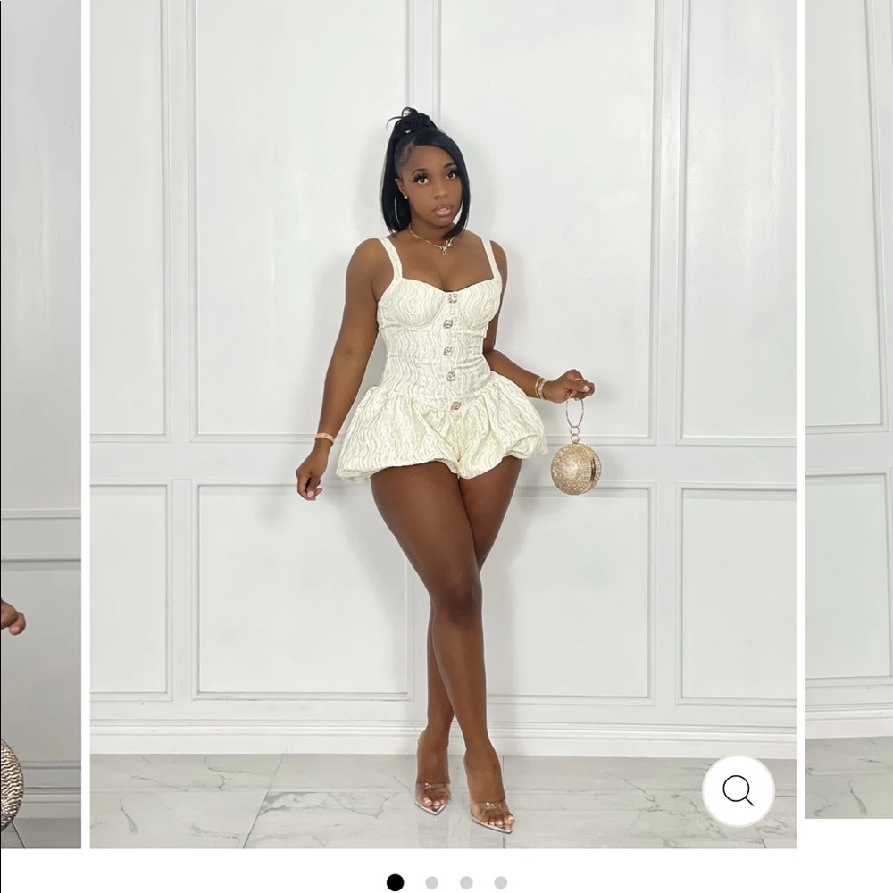 Ivory Gold Trimmed Romper
